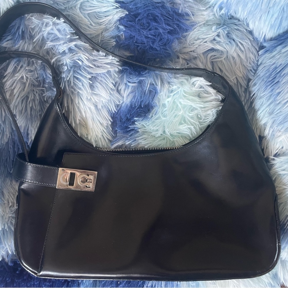 Salvatore Ferragamo Shoulder Black Leather Vintage Hobo Bag